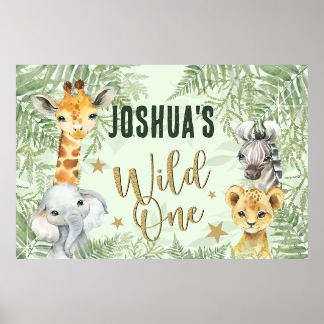 Wild One Safari Animals Welcome Banner  Poster (Front)