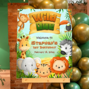 Wild One - Safari Animals Welcome Sign