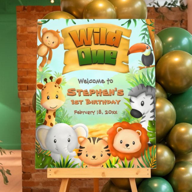 Wild One - Safari Animals Welcome Sign (Wild One - Safari Animals Welcome Sign)