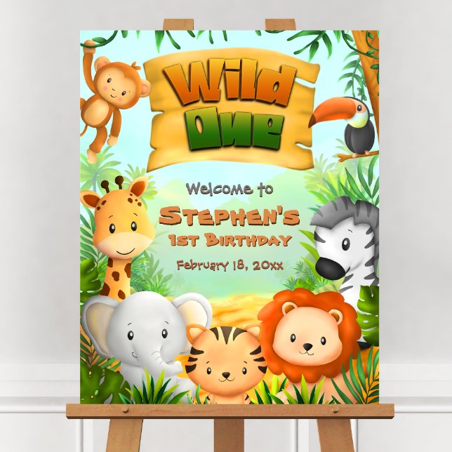 Wild One - Safari Animals Welcome Sign (Wild One - Safari Animals Welcome Sign)