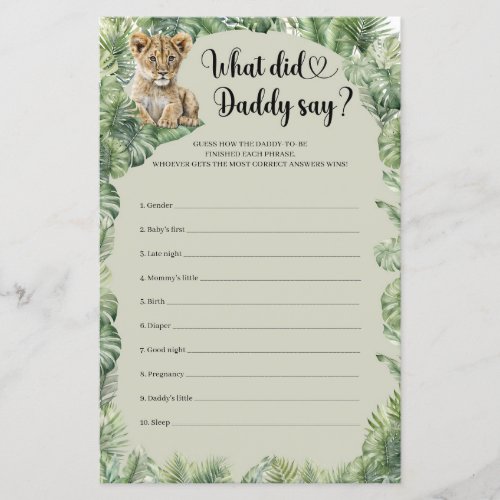 Wild One Safari Animals What Did Daddy Say game