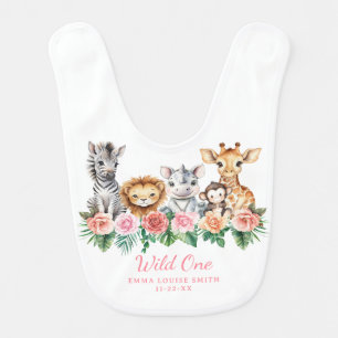 Wild One Safari Baby Bib Jungle Animals Baby