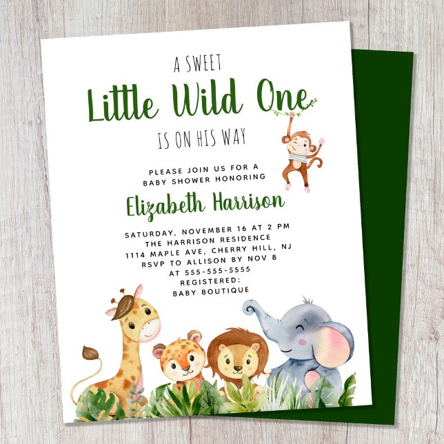 Wild One Safari Baby Boy Shower Invitation (Creator Uploaded)