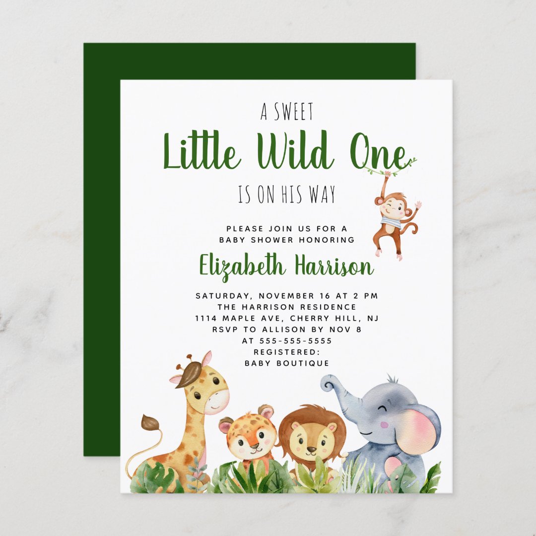 Wild One Safari Baby Boy Shower Invitation | Zazzle