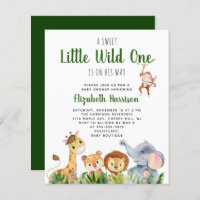 Wild One Safari Baby Boy Shower Invitation