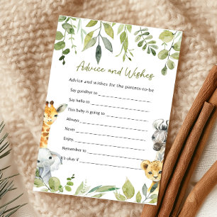 Wild One Safari Baby Shower Advice and Wishes Game