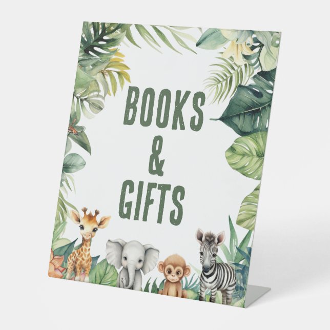 Wild One Safari Baby Shower Books & Gifts Sign (Front)