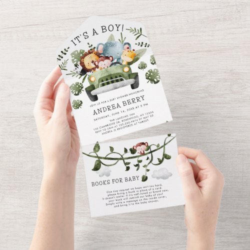 Wild One Safari Baby Shower Boy All In One Invitation