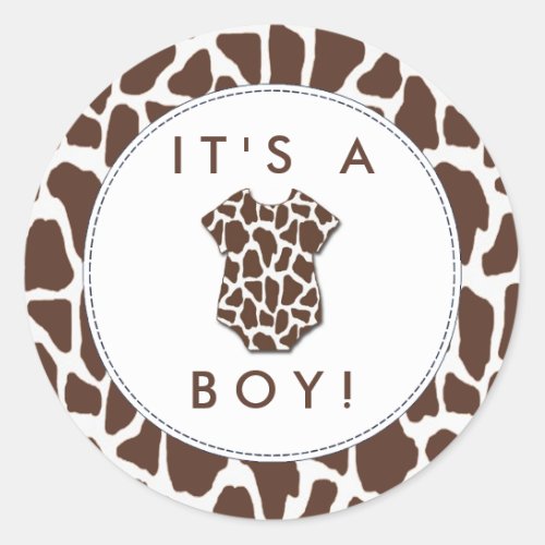 Wild One Safari Baby Shower Classic Round Sticker