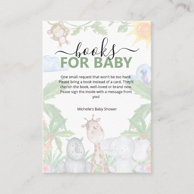 Wild One safari Baby Shower Enclosure Card (Front)