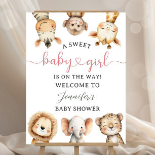 Wild One Safari Baby Shower Girl Welcome Foam Board