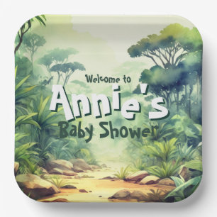 Wild one Safari Baby Shower Green Paper Plates