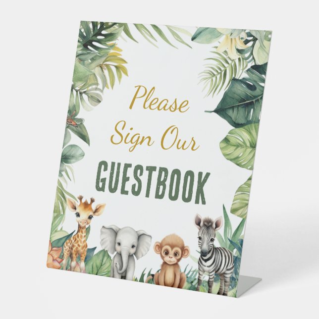 Wild One Safari Baby Shower Guestbook Sign (Front)