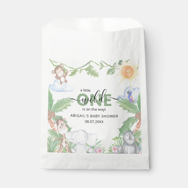 Wild One Safari Baby Shower Napkins Favor Bag (Front)
