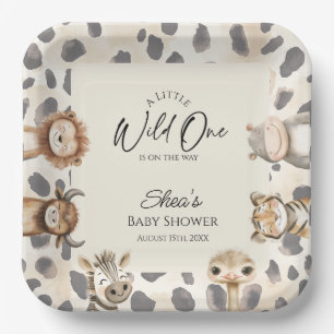 Wild One Safari Baby Shower Paper Plates