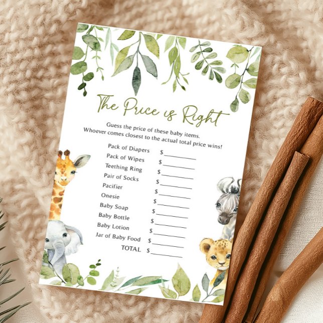 Wild One Safari Baby Shower Price is Right Game (Wild One Safari Baby Shower Game)