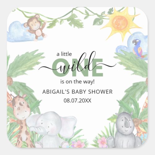 Wild One Safari Baby Shower Square Sticker