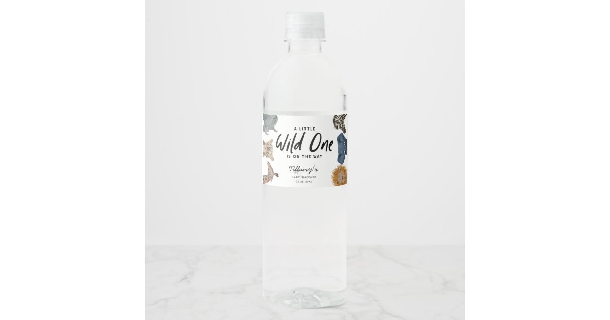 Wild One Safari Baby Shower Water Bottle Label | Zazzle