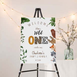 Wild One Safari baby shower welcome sign