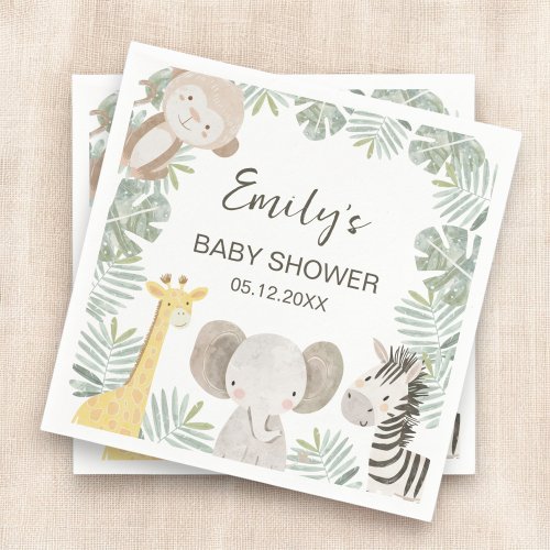 Wild One Safari Baby Shower Welcome Sign Napkins by Pretty Girly Designs
