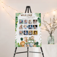 Wild One Safari Birthday 12 Month Photo Collage
