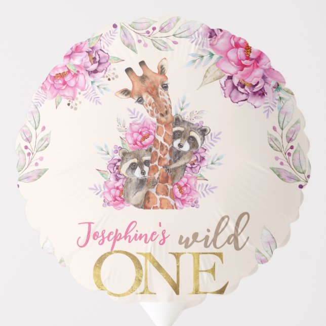Wild one safari birthday balloon (Front)