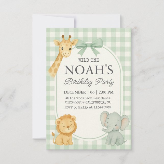 Wild One Safari Birthday card (Front)