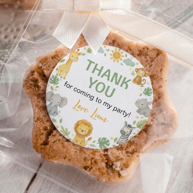 Wild One Safari Birthday Classic Round Sticker (Creator Uploaded)