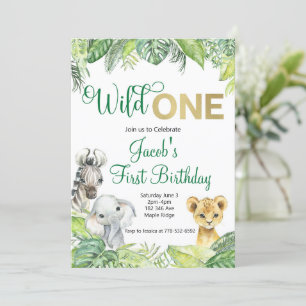 Wild One Safari Birthday Invitation