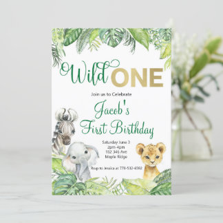 Wild One Safari Birthday Invitation