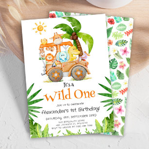 Wild One Safari Birthday Invitation