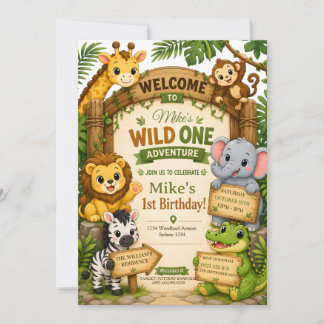 Wild One Safari Birthday Invitation | Cute Jungle