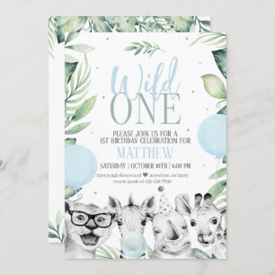 Wild One Safari Birthday Invitation for a Boy