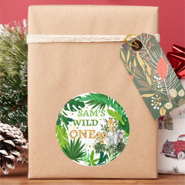 Wild One Safari Birthday Sticker (Holiday)