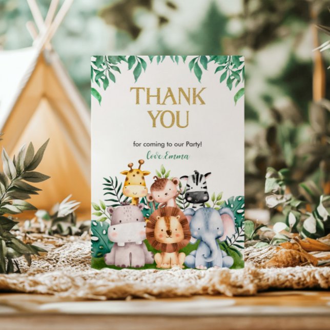 Wild ONE Safari Birthday Thank You Card (Creator Uploaded)