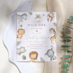 Wild One Safari Boy Budget Baby Shower Invitation