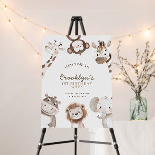 Wild One Safari Boy Themed Birthday Welcome Sign