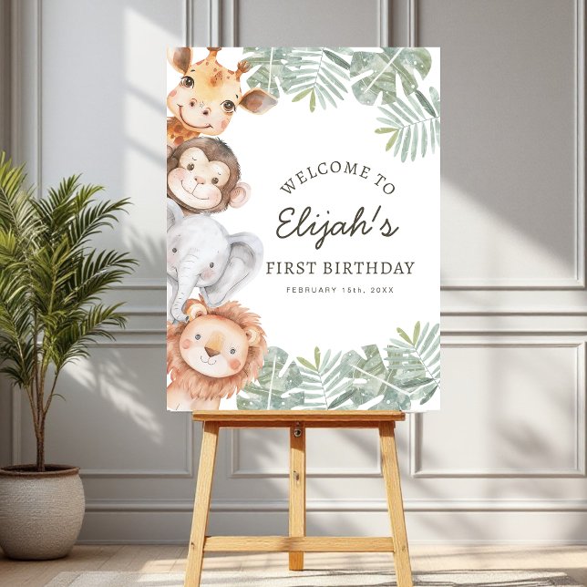 Wild One Safari Boy's 1st Birthday Welcome Sign (Creator Uploaded)