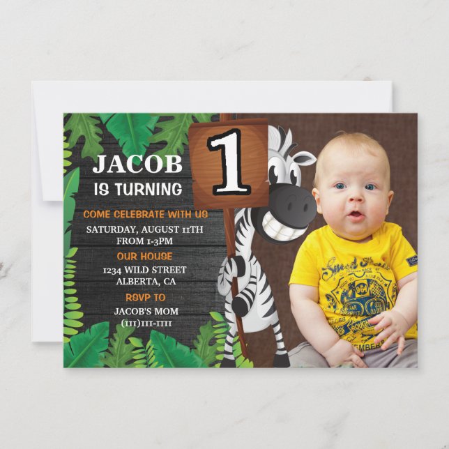 Wild One Safari  Custom Photo Birthday Invitation (Front)