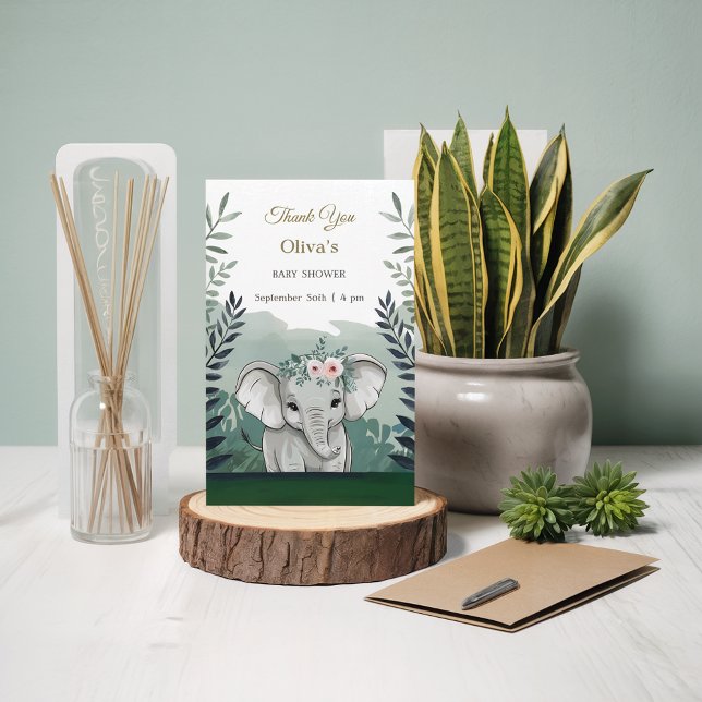 Wild One Safari Elephant Baby Shower  Thank You Card (Creator Uploaded)