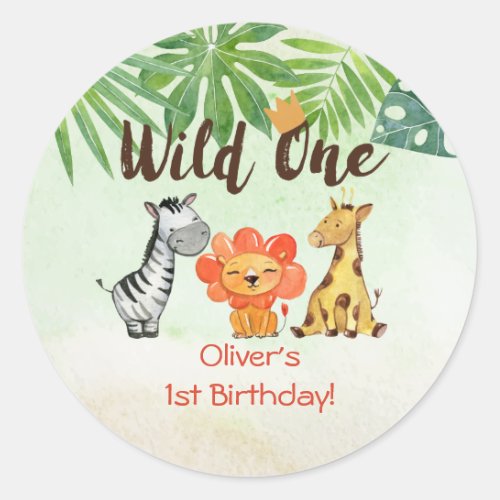 Wild One Safari First Birthday Classic Round Sticker