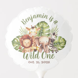 Wild One Safari First Birthday Cute Animals Photo Balloon