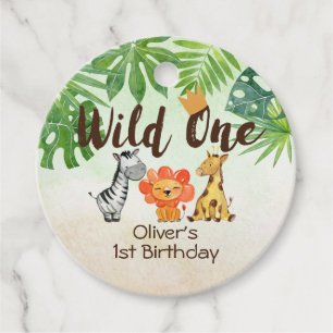 Wild One, Safari First Birthday Favor Tags
