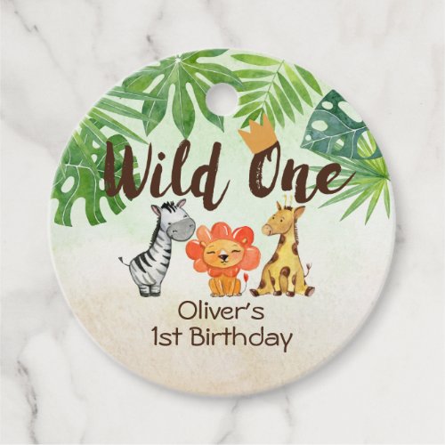 Wild One Safari First Birthday Favor Tags