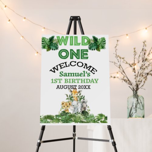 Wild One Safari First Birthday Foam Welcome Board