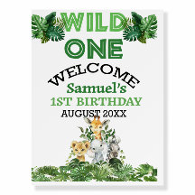 Wild One Safari First Birthday Foam Welcome Board