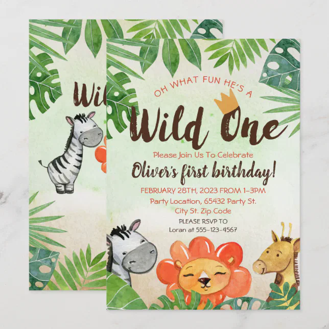 Wild One, Safari First Birthday Invitation | Zazzle