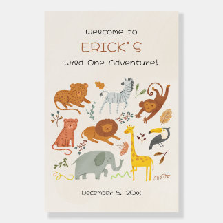 Wild One Safari First Birthday Invitation for Boys Foam Board