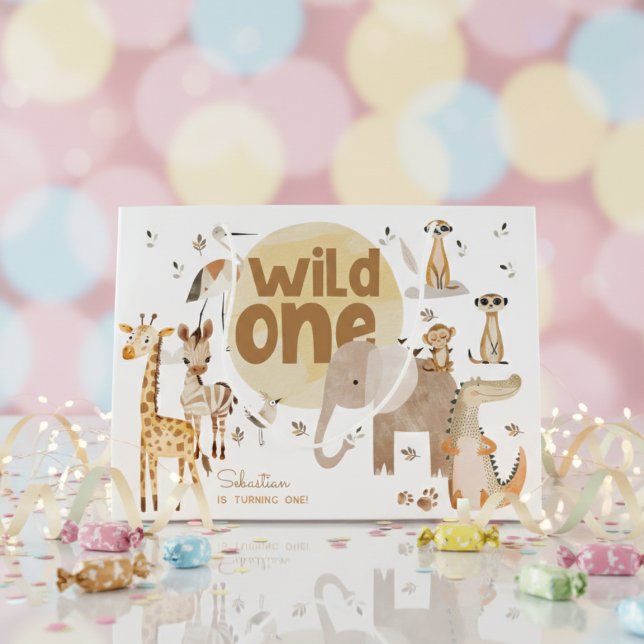 Wild one safari first birthday large gift bag (Creator Uploaded)
