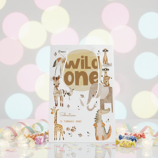 Wild one safari first birthday medium gift bag (Creator Uploaded)